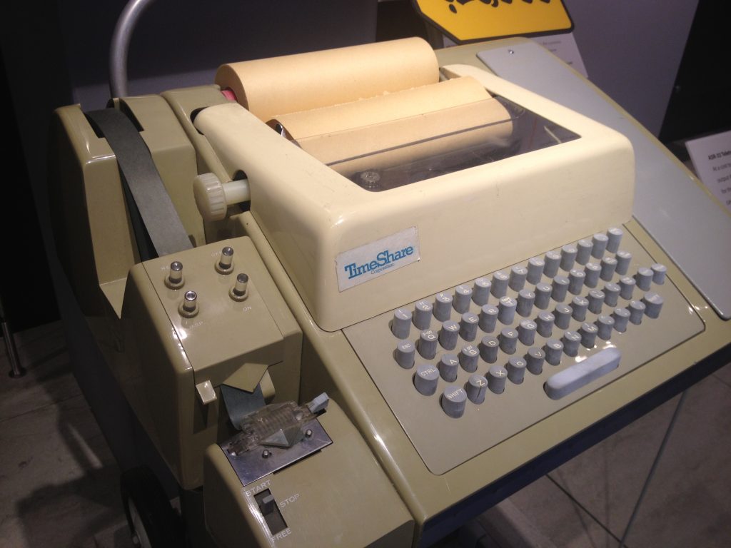 A Teletype Model 33 ASR teleprinter, with punched tape reader and punch, usable as a computer terminal